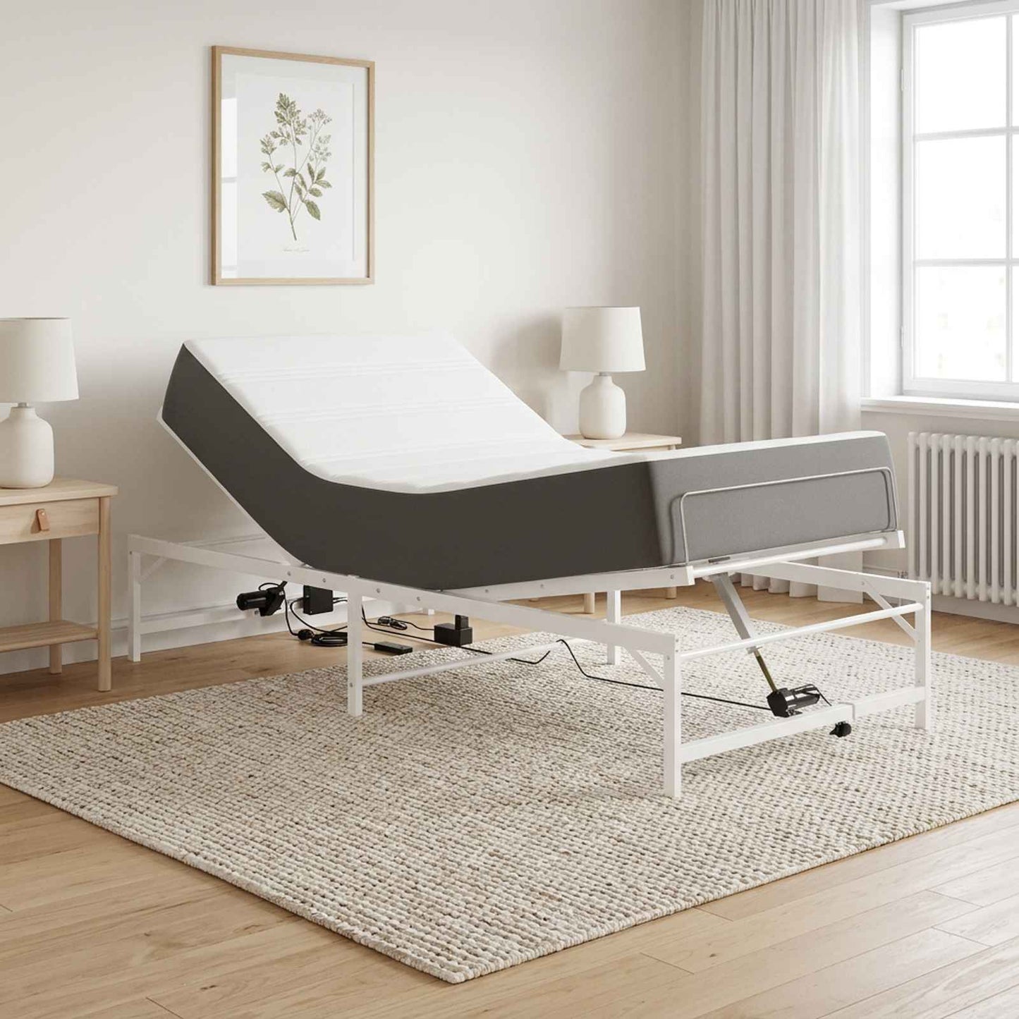 Elektromosan Állítható Ágykeret Fehér 90 x 200 cm Acél