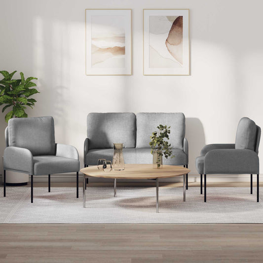 Ülőgarnitúrák 3 pcs Világosszürke 115 x 56 x 80 cm Furnér