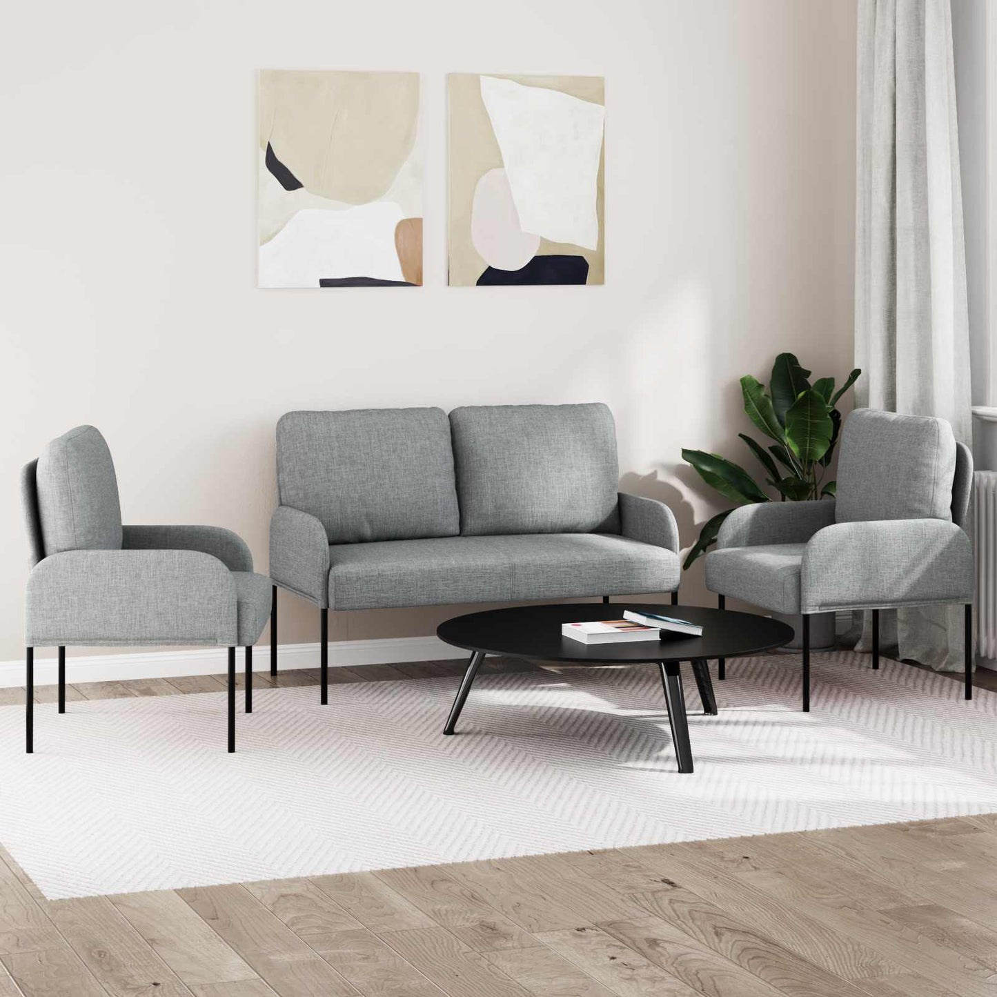 Ülőgarnitúrák 3 pcs Világosszürke 115 x 56 x 80 cm Furnér