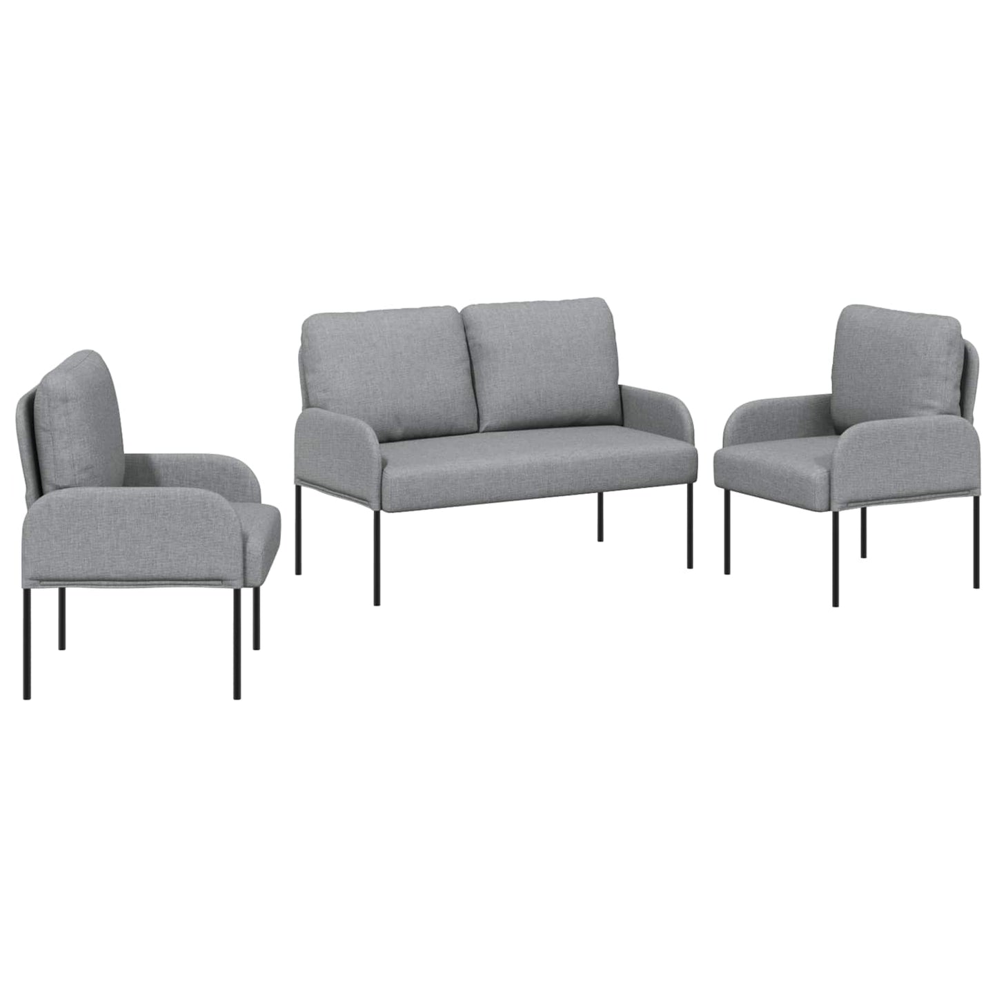 Ülőgarnitúrák 3 pcs Világosszürke 115 x 56 x 80 cm Furnér