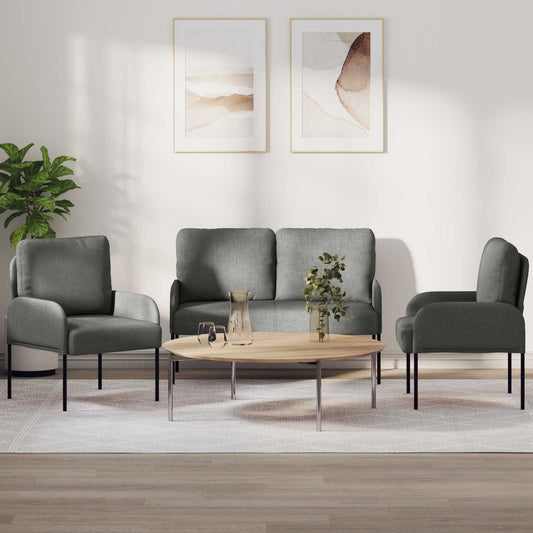 Ülőgarnitúrák 3 pcs Sötétszürke 115 x 56 x 80 cm Furnér