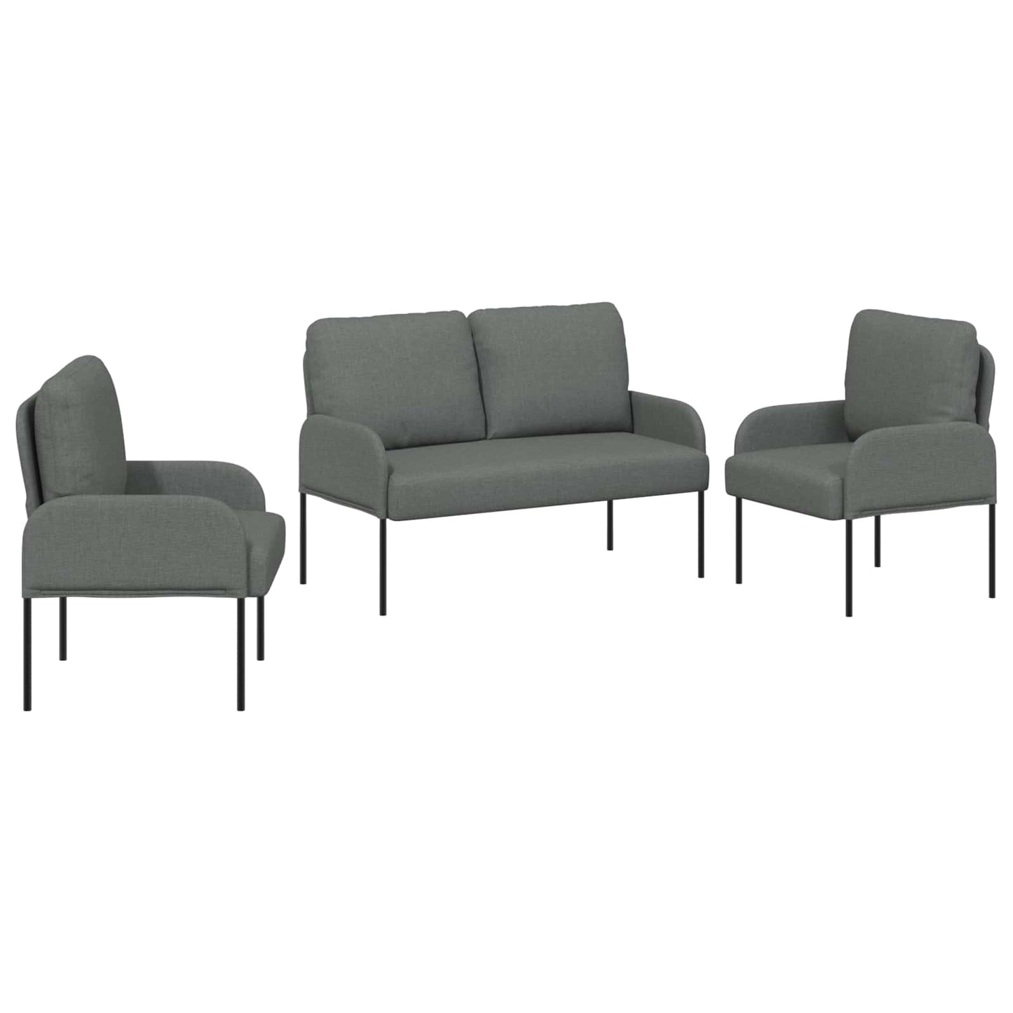 Ülőgarnitúrák 3 pcs Sötétszürke 115 x 56 x 80 cm Furnér