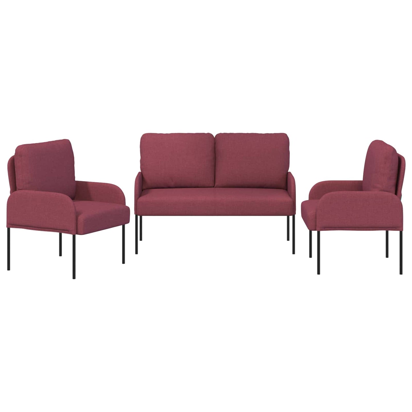 Ülőgarnitúrák párnával 3 pcs Bordó 115 x 56 x 80 cm Furnér