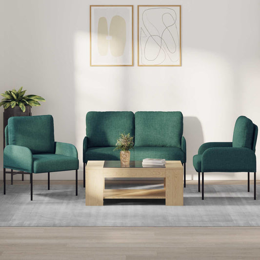Ülőgarnitúrák párnával 3 pcs Sötétzöld 115 x 56 x 80 cm Furnér