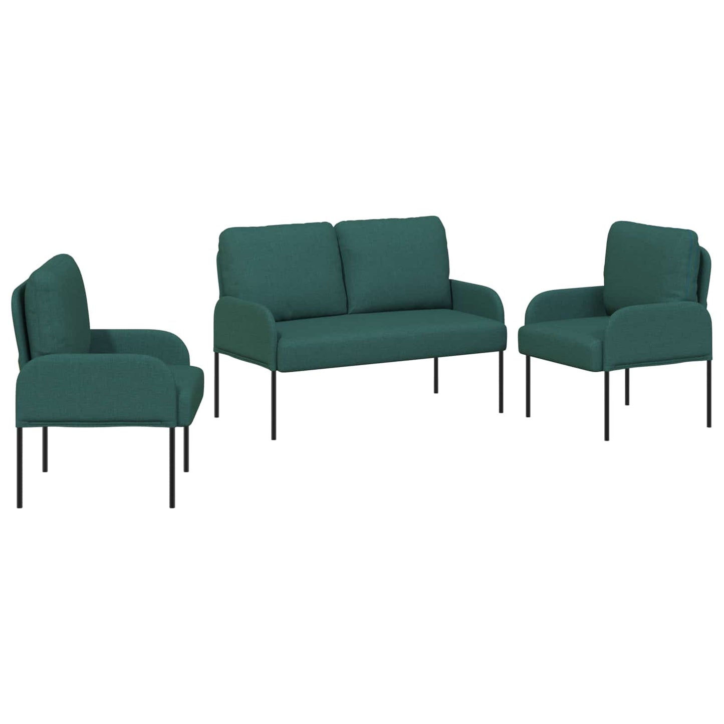 Ülőgarnitúrák párnával 3 pcs Sötétzöld 115 x 56 x 80 cm Furnér