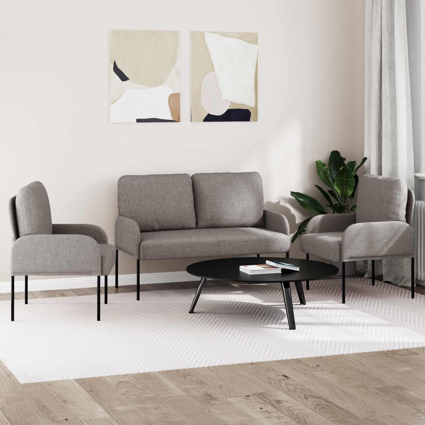 Ülőgarnitúrák párnával 3 pcs Tópszínű 115 x 56 x 80 cm Furnér