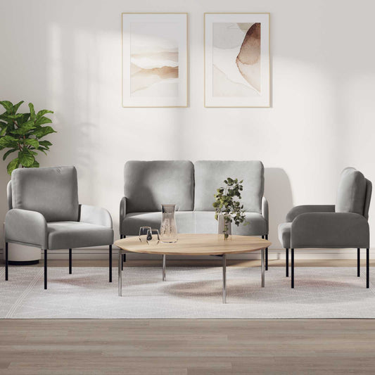 Ülőgarnitúrák 3 pcs Világosszürke 115 x 56 x 80 cm Furnér