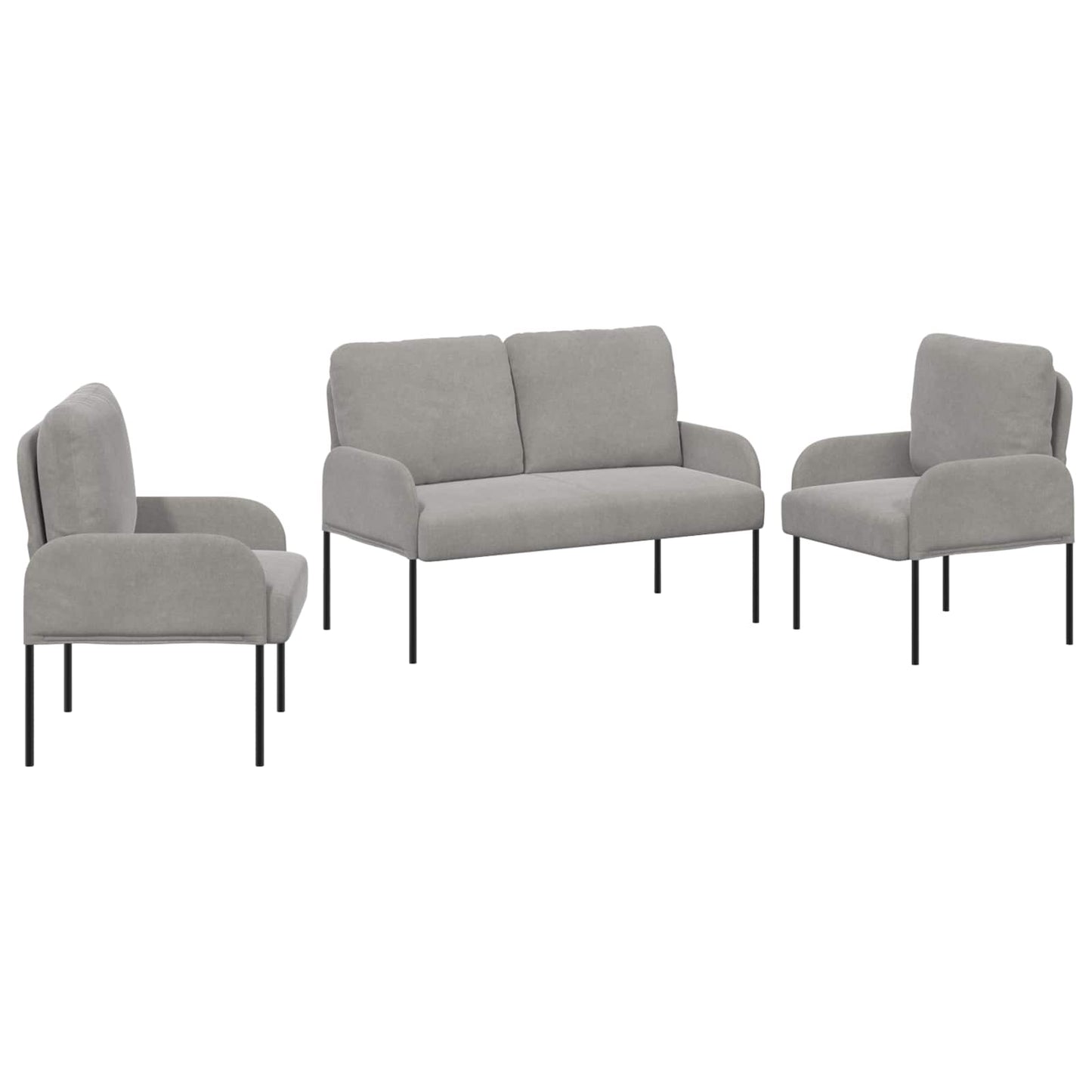 Ülőgarnitúrák 3 pcs Világosszürke 115 x 56 x 80 cm Furnér