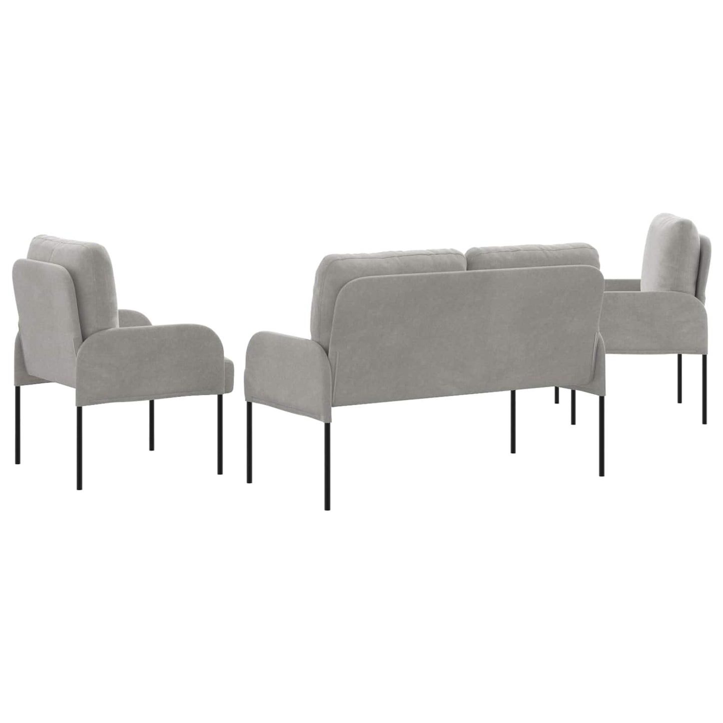 Ülőgarnitúrák 3 pcs Világosszürke 115 x 56 x 80 cm Furnér
