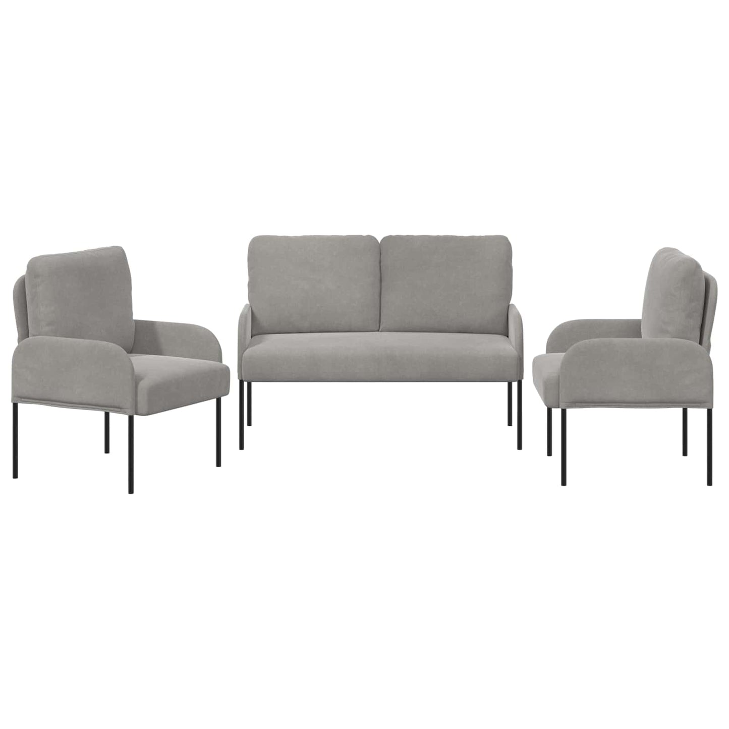 Ülőgarnitúrák 3 pcs Világosszürke 115 x 56 x 80 cm Furnér