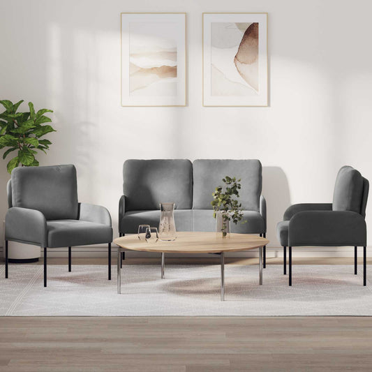 Ülőgarnitúrák 3 pcs Sötétszürke 115 x 56 x 80 cm Furnér