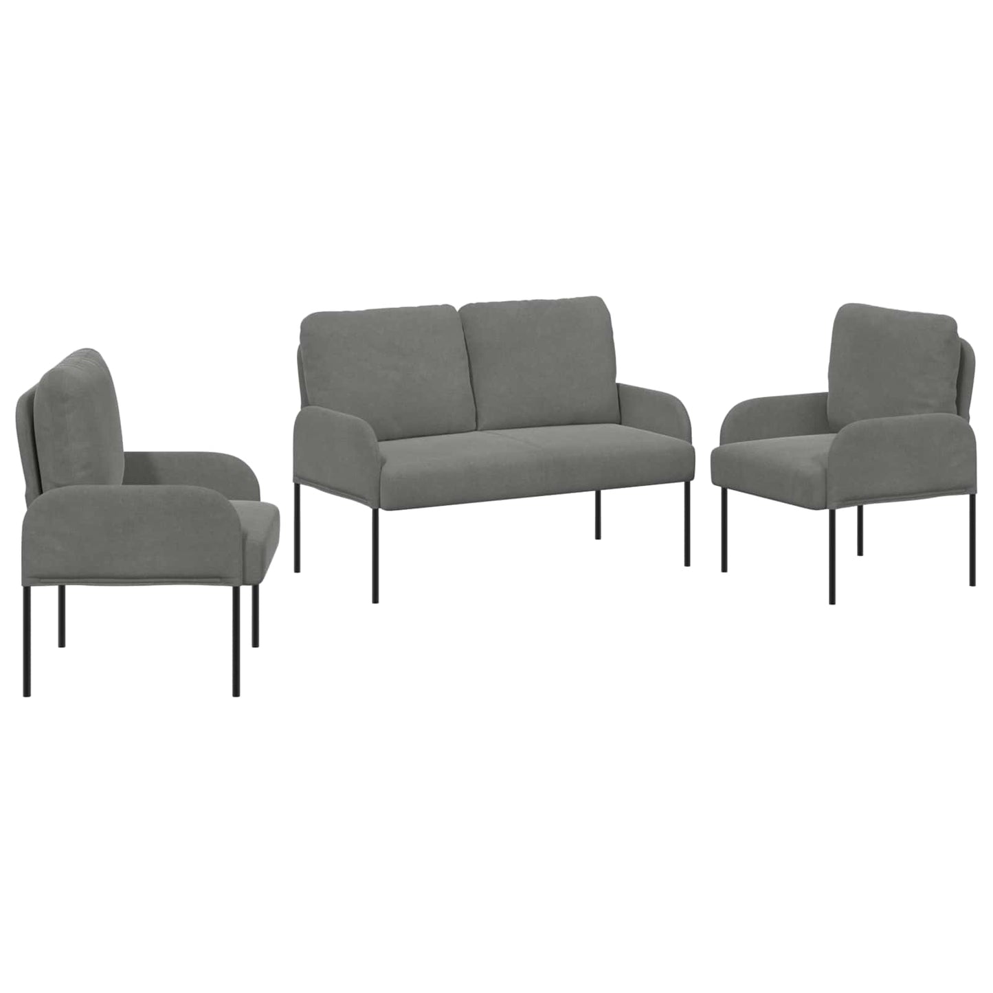 Ülőgarnitúrák 3 pcs Sötétszürke 115 x 56 x 80 cm Furnér