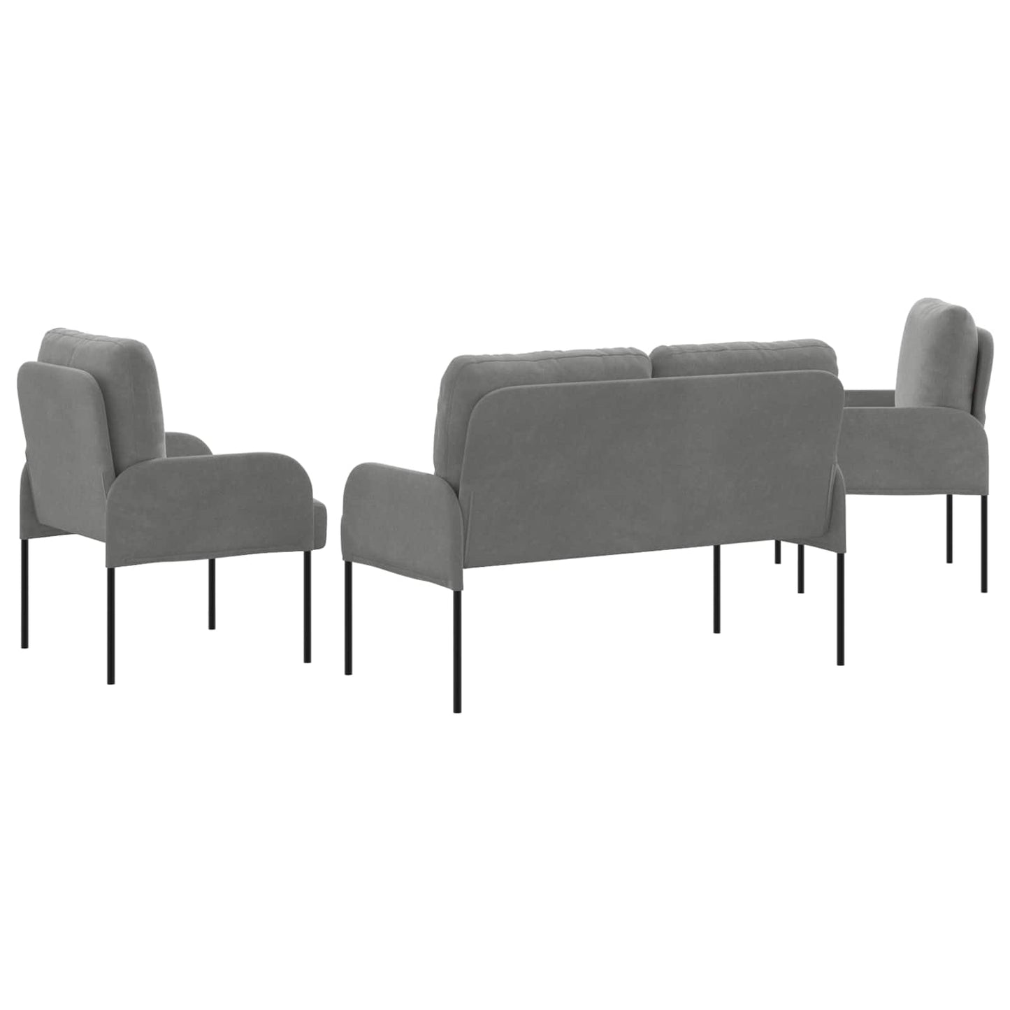 Ülőgarnitúrák 3 pcs Sötétszürke 115 x 56 x 80 cm Furnér