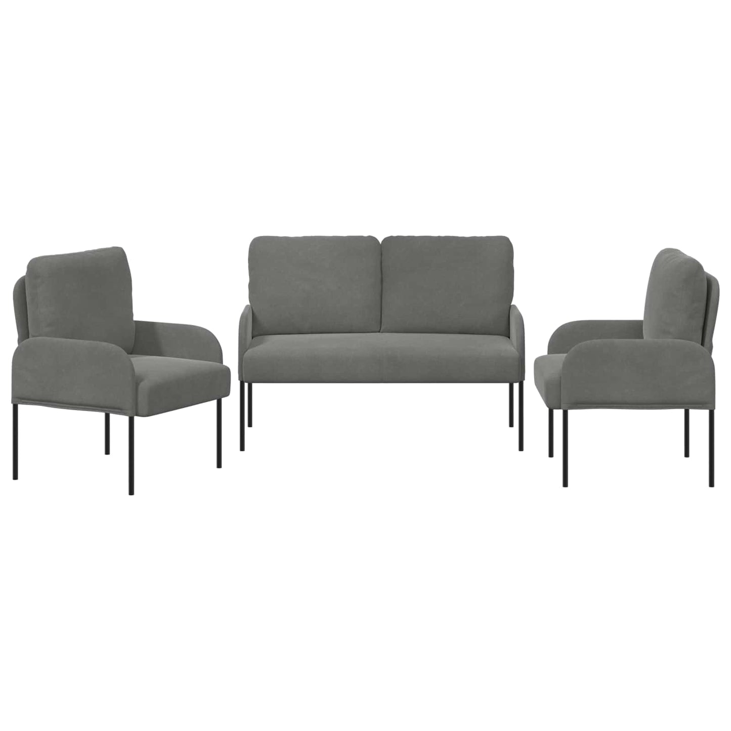 Ülőgarnitúrák 3 pcs Sötétszürke 115 x 56 x 80 cm Furnér