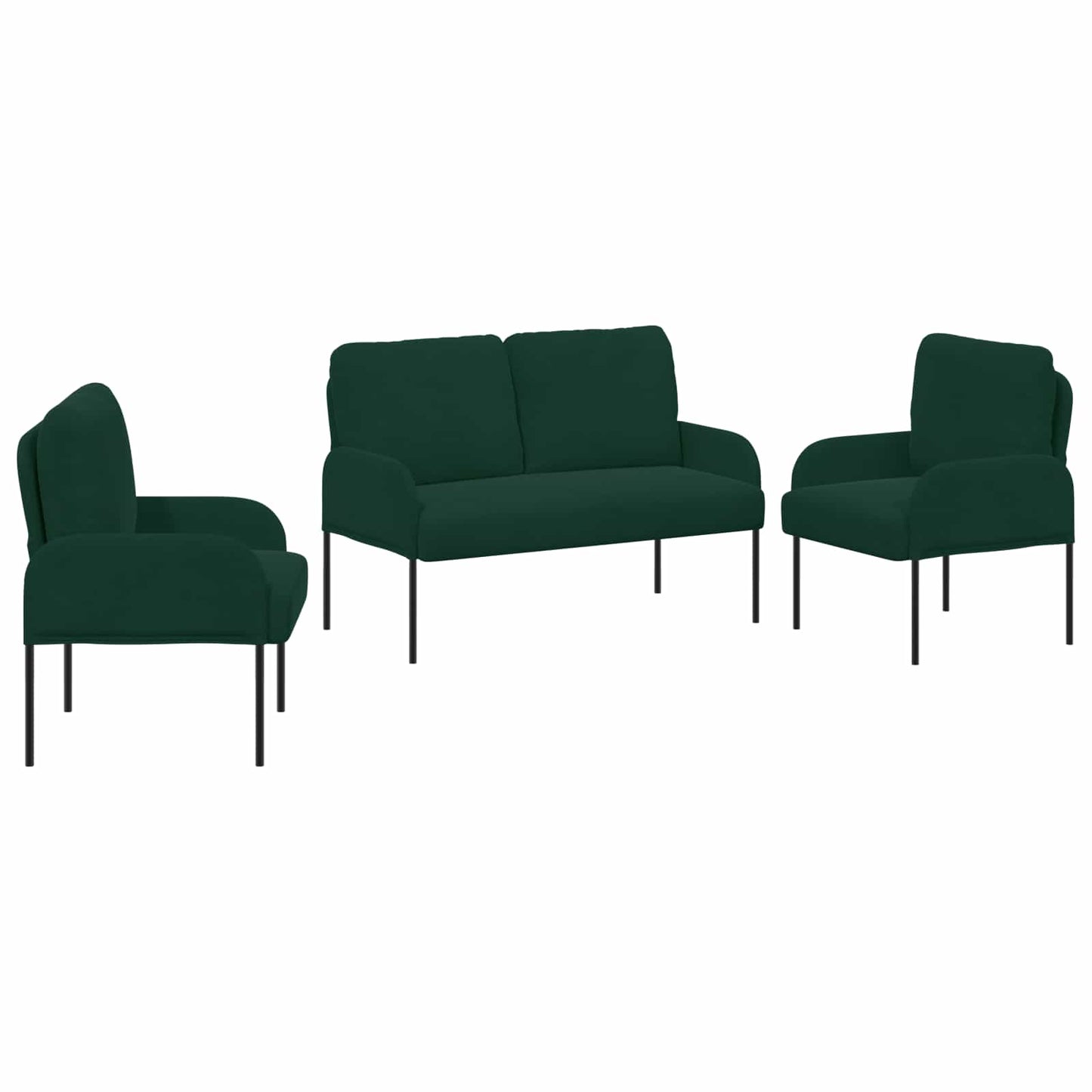Ülőgarnitúrák párnával 3 pcs Sötétzöld 115 x 56 x 80 cm Furnér