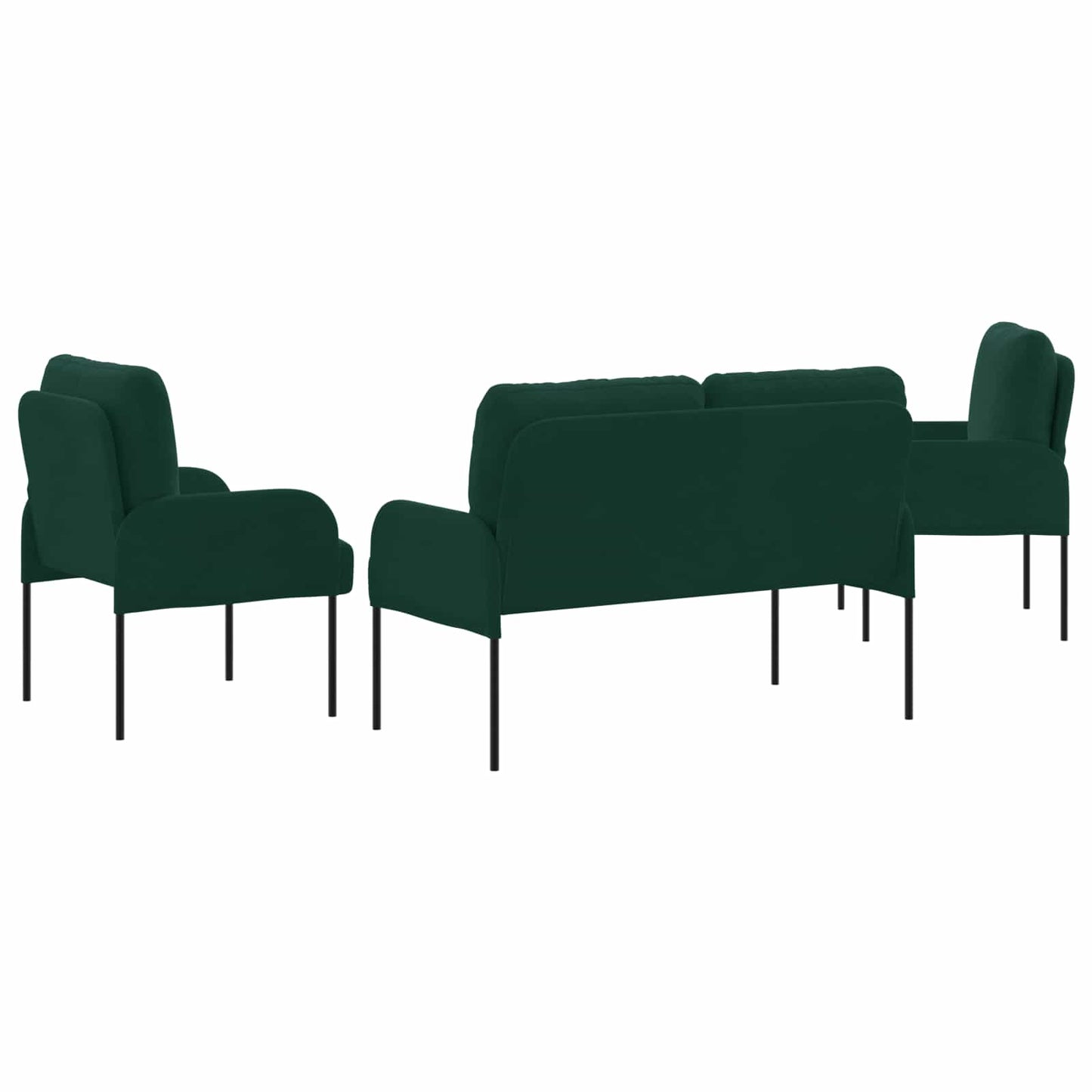Ülőgarnitúrák párnával 3 pcs Sötétzöld 115 x 56 x 80 cm Furnér
