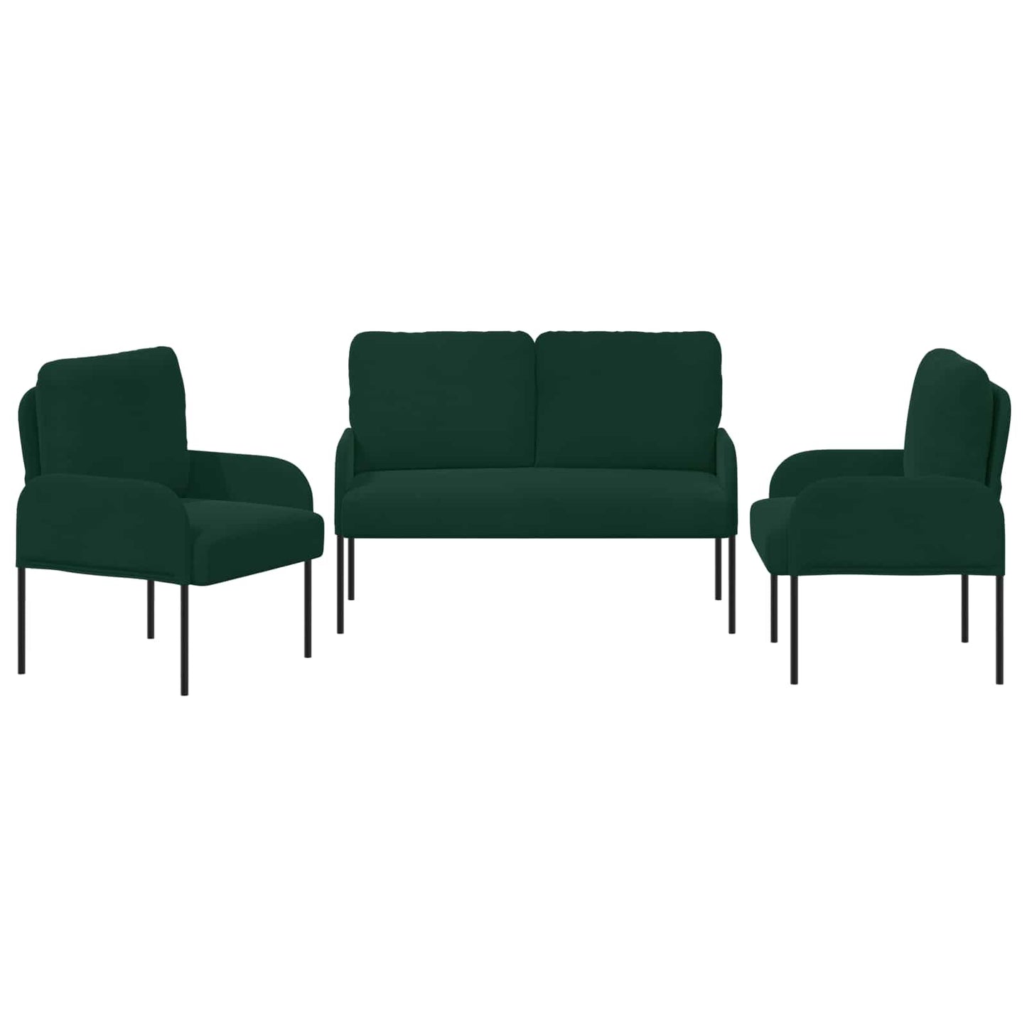 Ülőgarnitúrák párnával 3 pcs Sötétzöld 115 x 56 x 80 cm Furnér