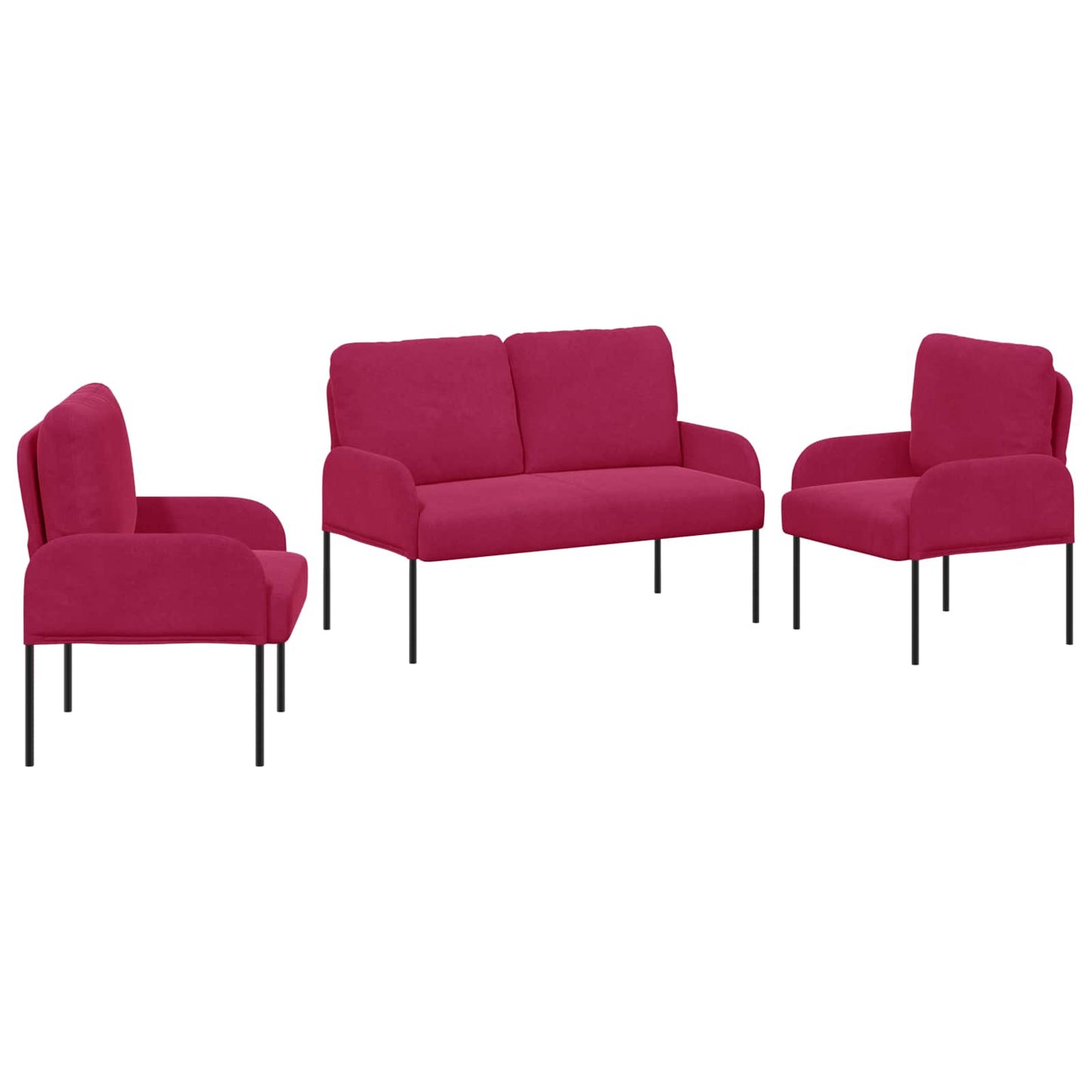 Ülőgarnitúrák párnával 3 pcs Bordó 115 x 56 x 80 cm Furnér