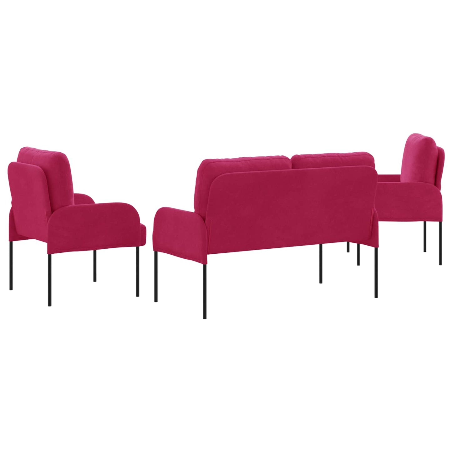 Ülőgarnitúrák párnával 3 pcs Bordó 115 x 56 x 80 cm Furnér