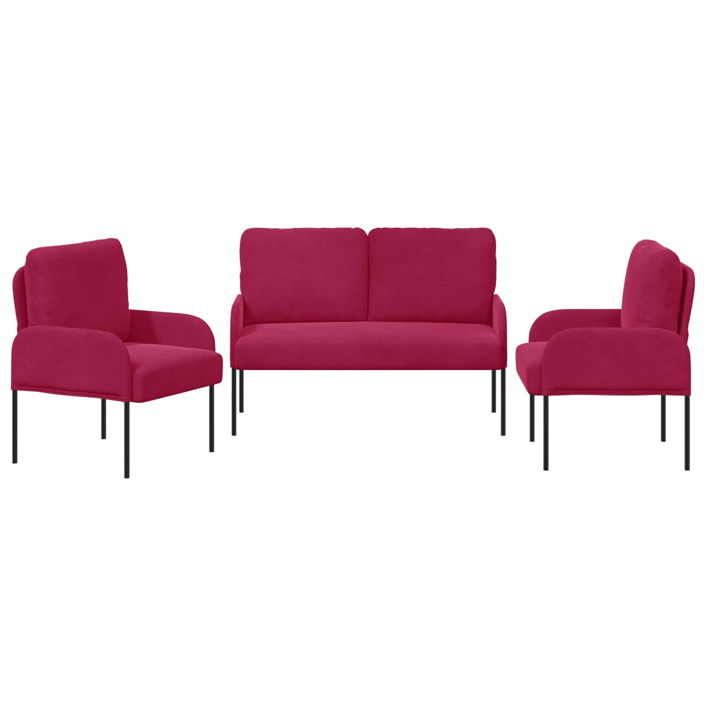 Ülőgarnitúrák párnával 3 pcs Bordó 115 x 56 x 80 cm Furnér