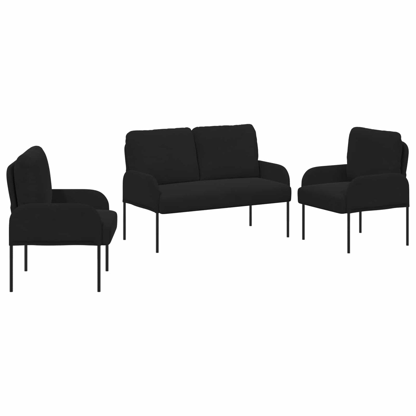Ülőgarnitúrák párnával 3 pcs Fekete 115 x 56 x 80 cm Furnér