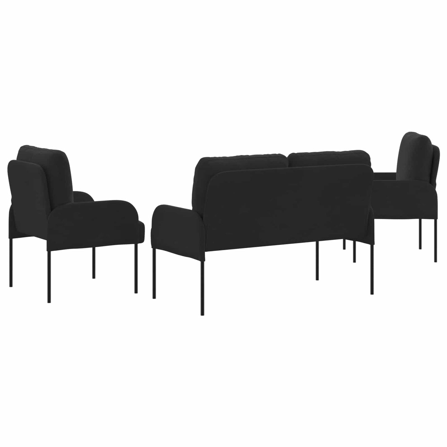 Ülőgarnitúrák párnával 3 pcs Fekete 115 x 56 x 80 cm Furnér
