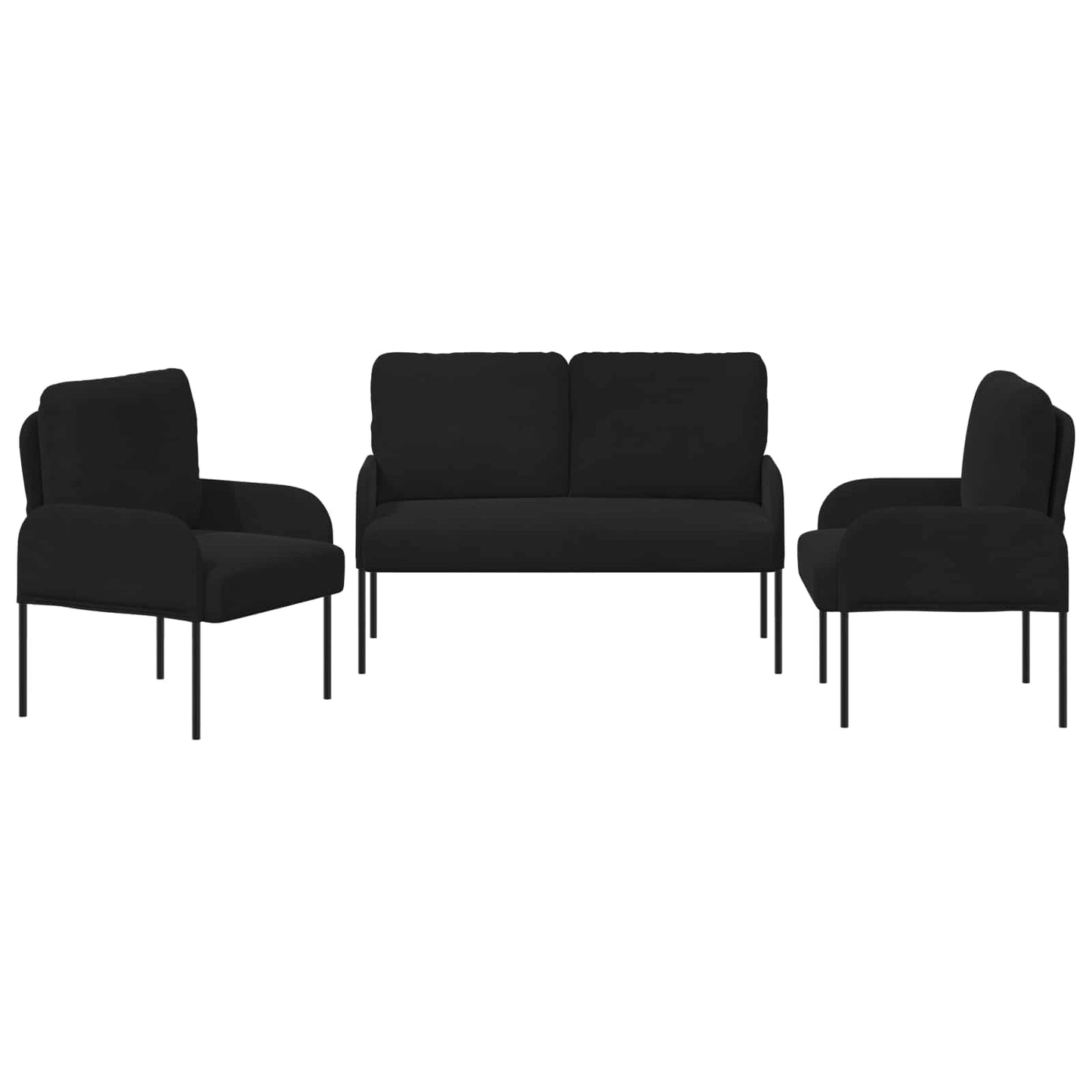 Ülőgarnitúrák párnával 3 pcs Fekete 115 x 56 x 80 cm Furnér