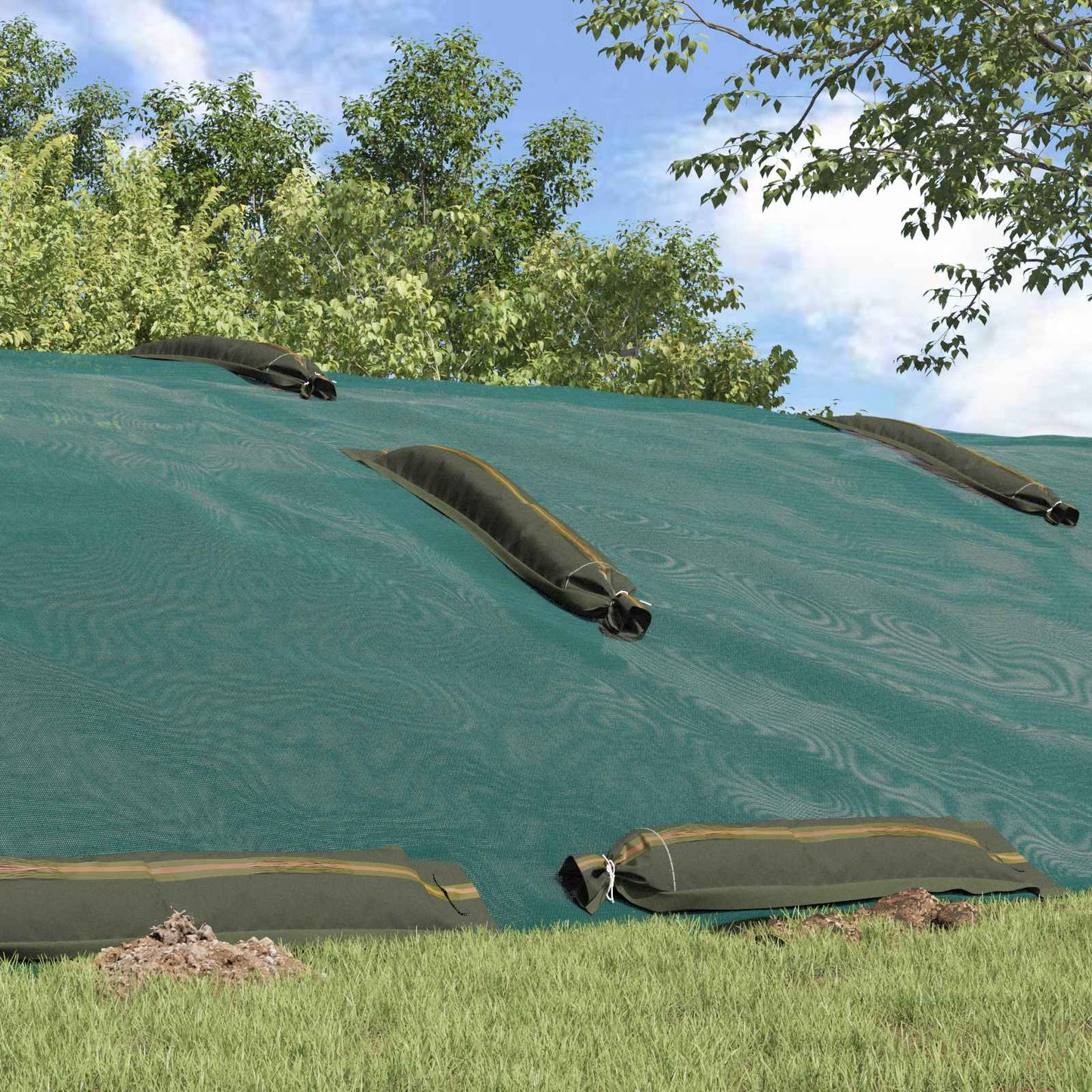 Homokzsákok 25 pcs Zöld 120 x 27 cm HDPE