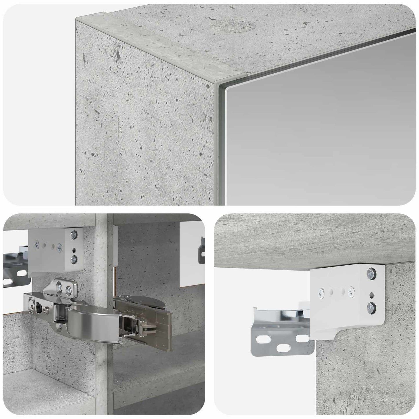 Fürdőszobai tükörszekrény Beton Szürke 30 x 10,5 x 50 cm