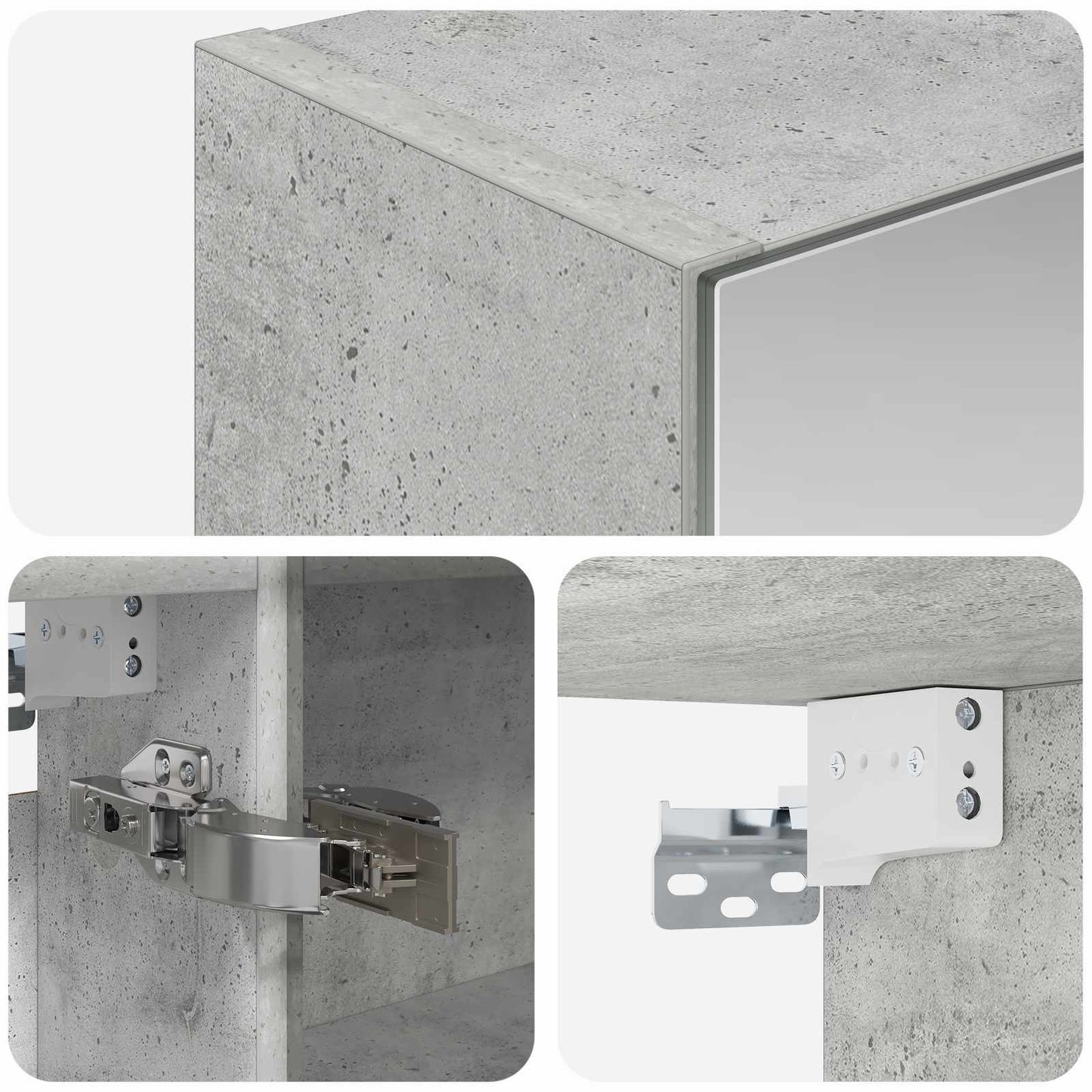 Fürdőszobai tükörszekrény Beton Szürke 50 x 14,5 x 70 cm