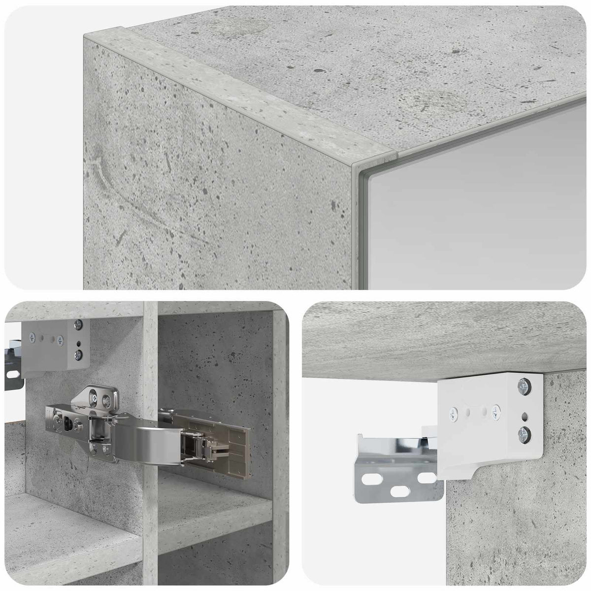 Fürdőszobai tükörszekrény Beton Szürke 60 x 14,5 x 50 cm