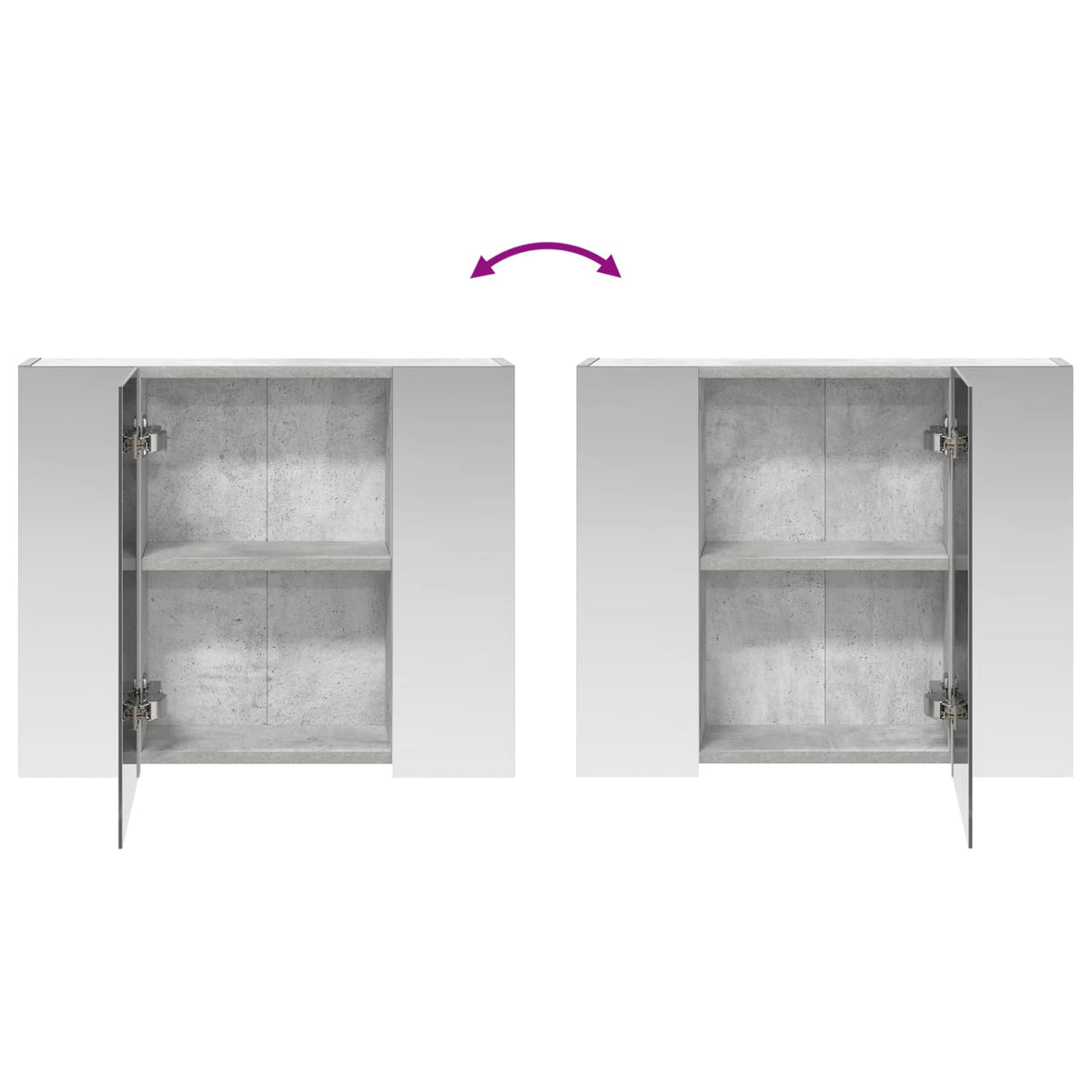 Fürdőszobai tükörszekrény Beton Szürke 60 x 14,5 x 50 cm