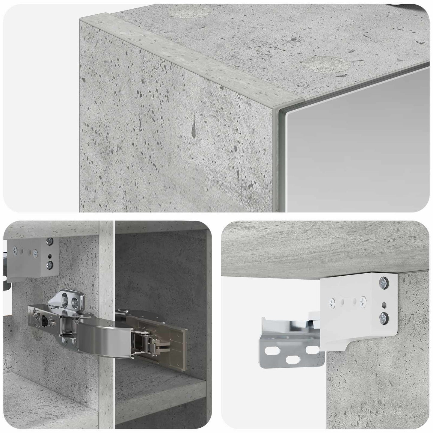 Fürdőszobai tükörszekrény Beton Szürke 60 x 14,5 x 50 cm