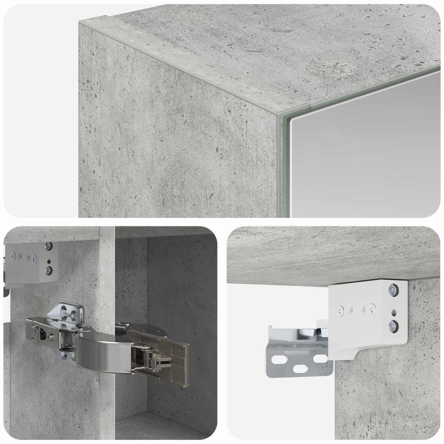 Fürdőszobai tükörszekrény Beton Szürke 80 x 14.5 x 70 cm
