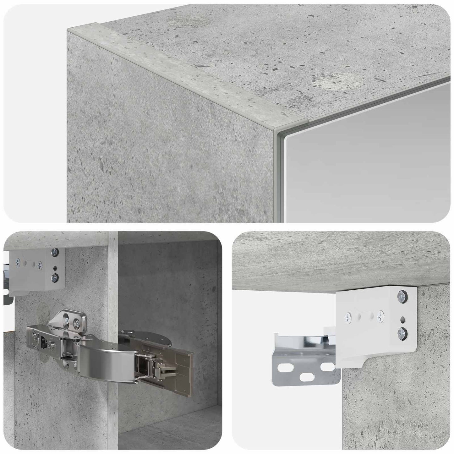 Fürdőszobai tükörszekrény Beton Szürke 100 x 14,5 x 70 cm
