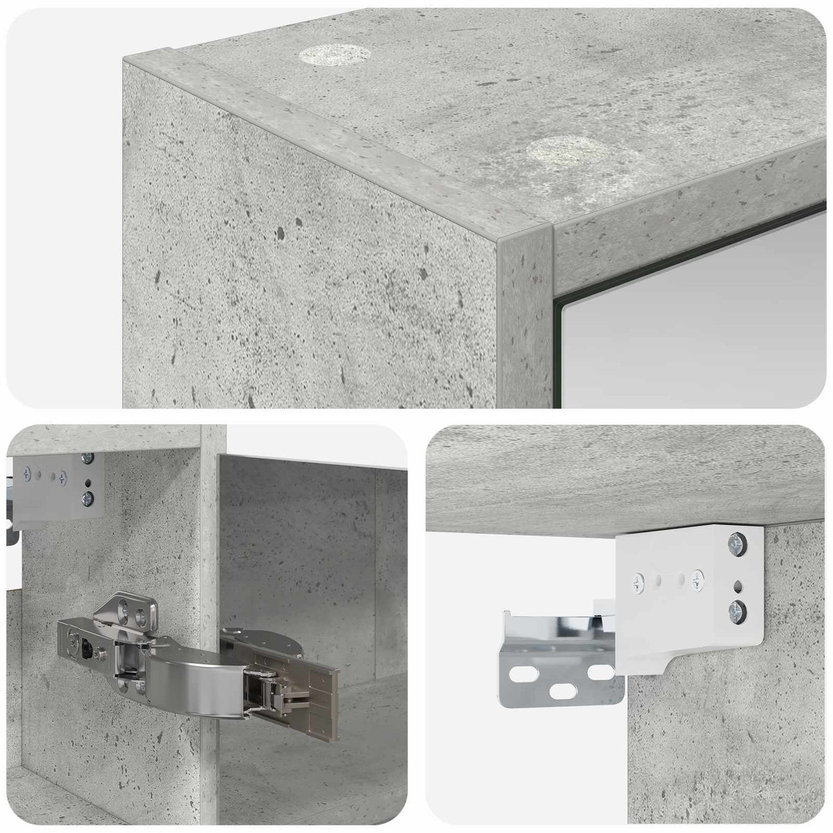 Fürdőszobai tükörszekrény Beton Szürke 43 x 16 x 62.5 cm