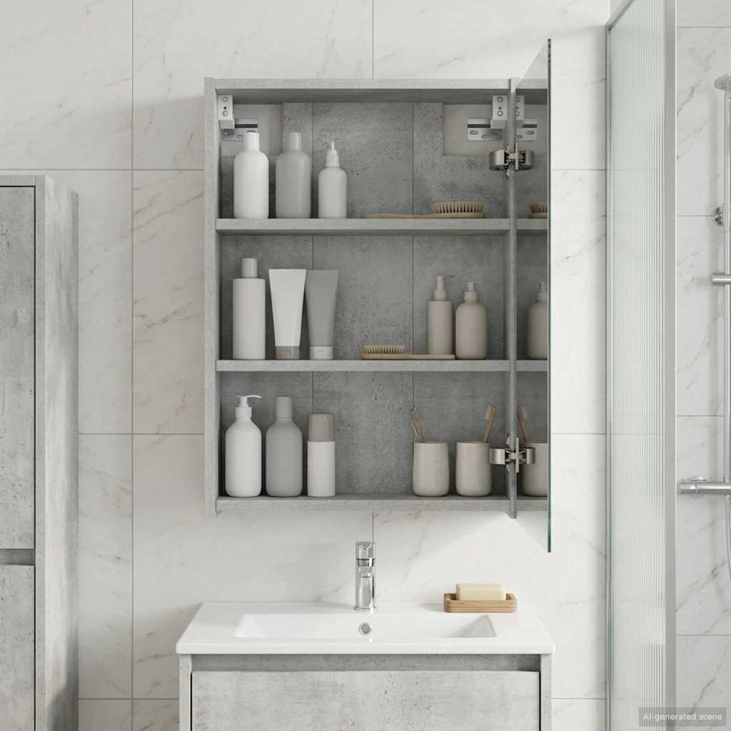 Fürdőszobai tükörszekrény Beton Szürke 43 x 16 x 62.5 cm