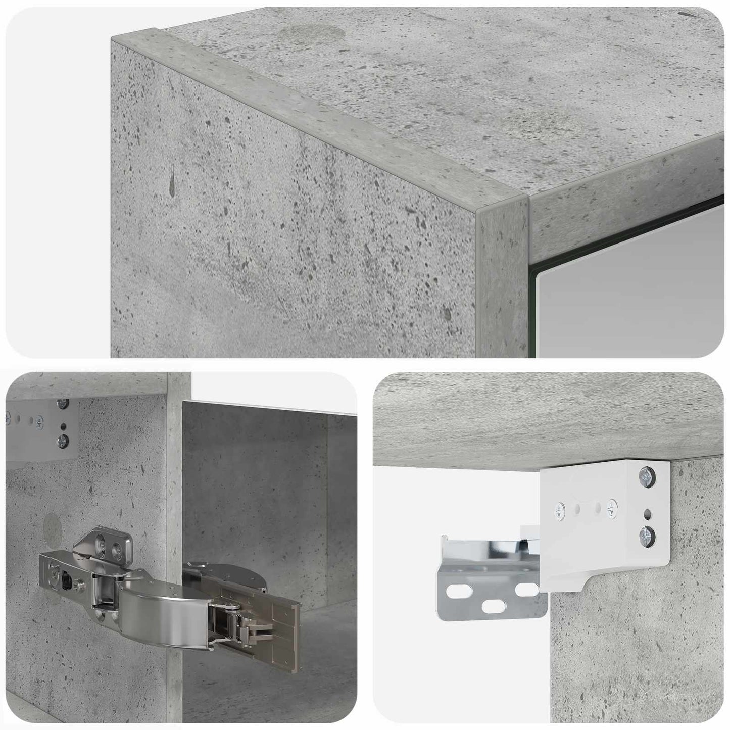 Fürdőszobai tükörszekrény Beton Szürke 43 x 16 x 62.5 cm