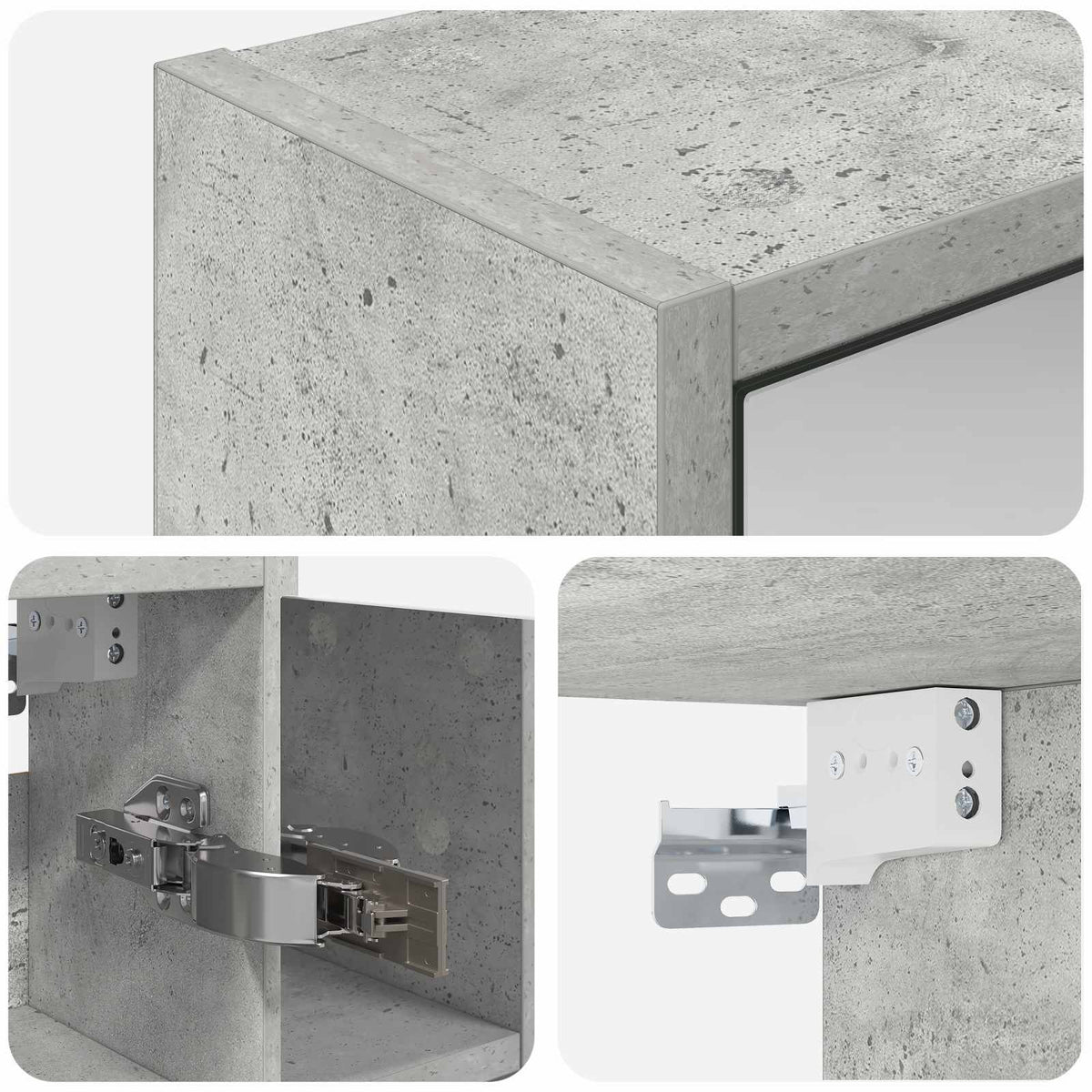 Fürdőszobai tükörszekrény Beton Szürke 63,5 x 16 x 62,5 cm