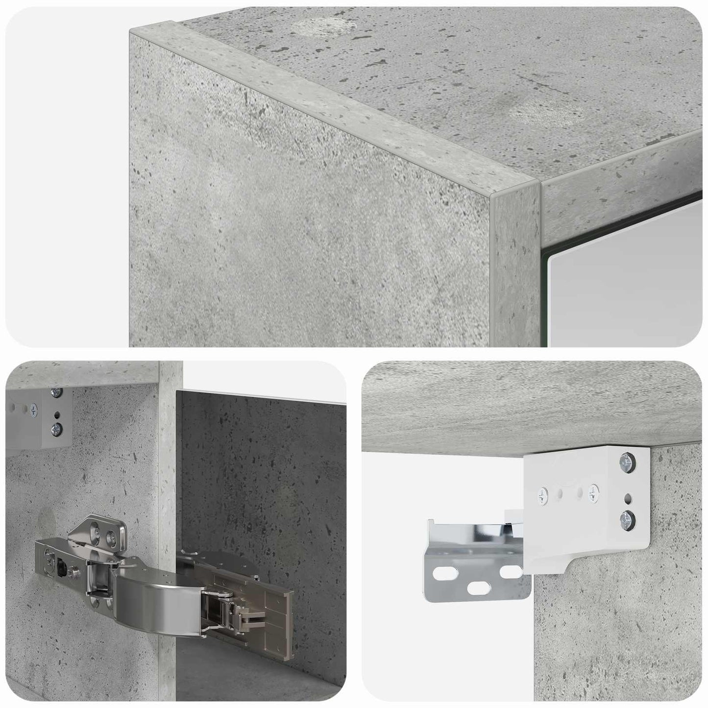 Fürdőszobai tükörszekrény Beton Szürke 63,5 x 16 x 62,5 cm