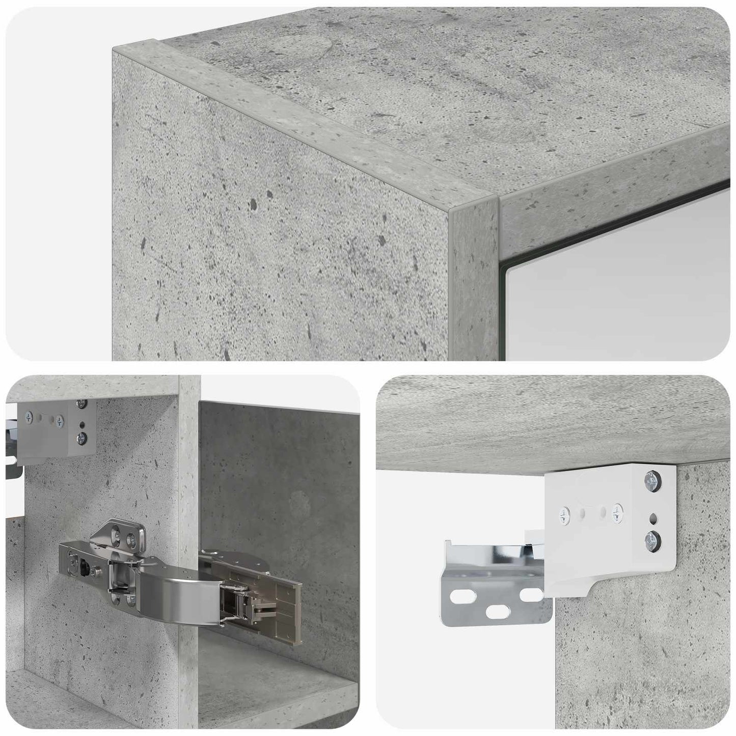 Fürdőszobai tükörszekrény Beton Szürke 73,5 x 16 x 62,5 cm