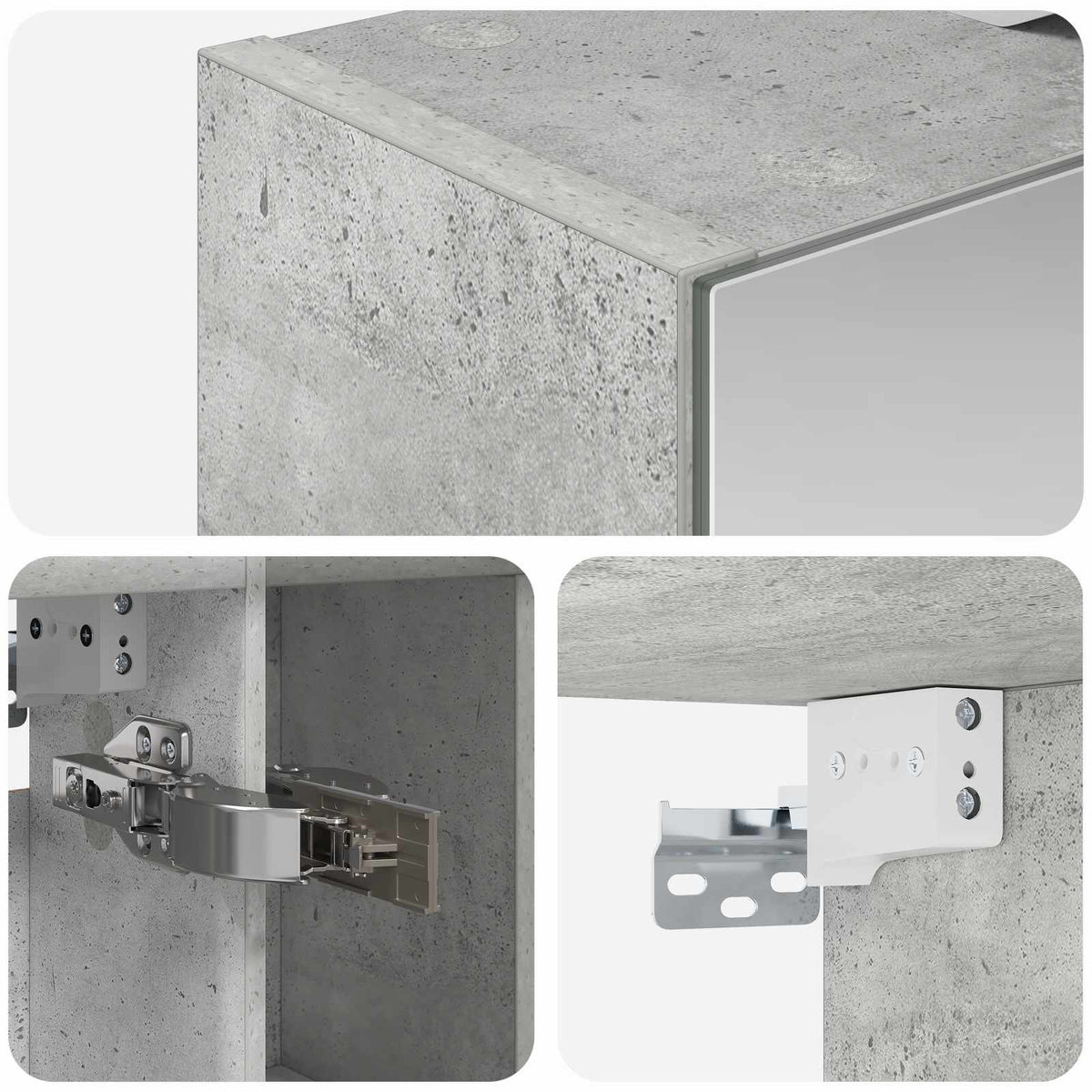 Fürdőszobai tükörszekrény Beton Szürke 60 x 14.5 x 70 cm