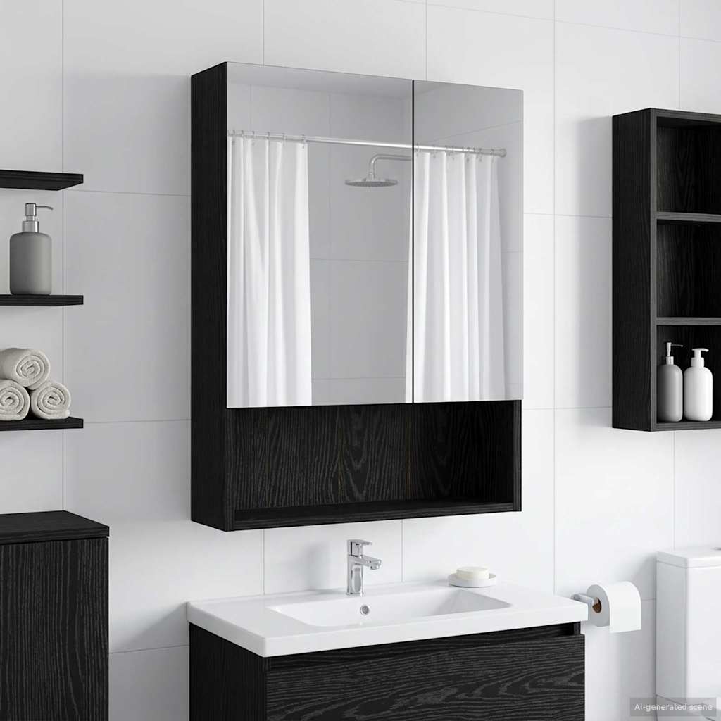 Fürdőszobai tükörszekrény Fekete tölgy 50 x 14,5 x 70 cm
