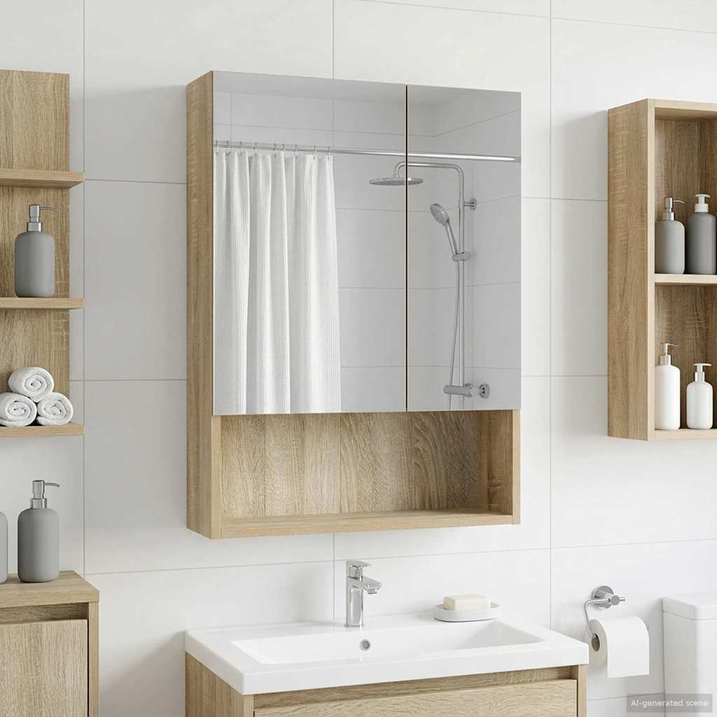 Fürdőszobai tükörszekrény Sonoma tölgy 50 x 14,5 x 70 cm