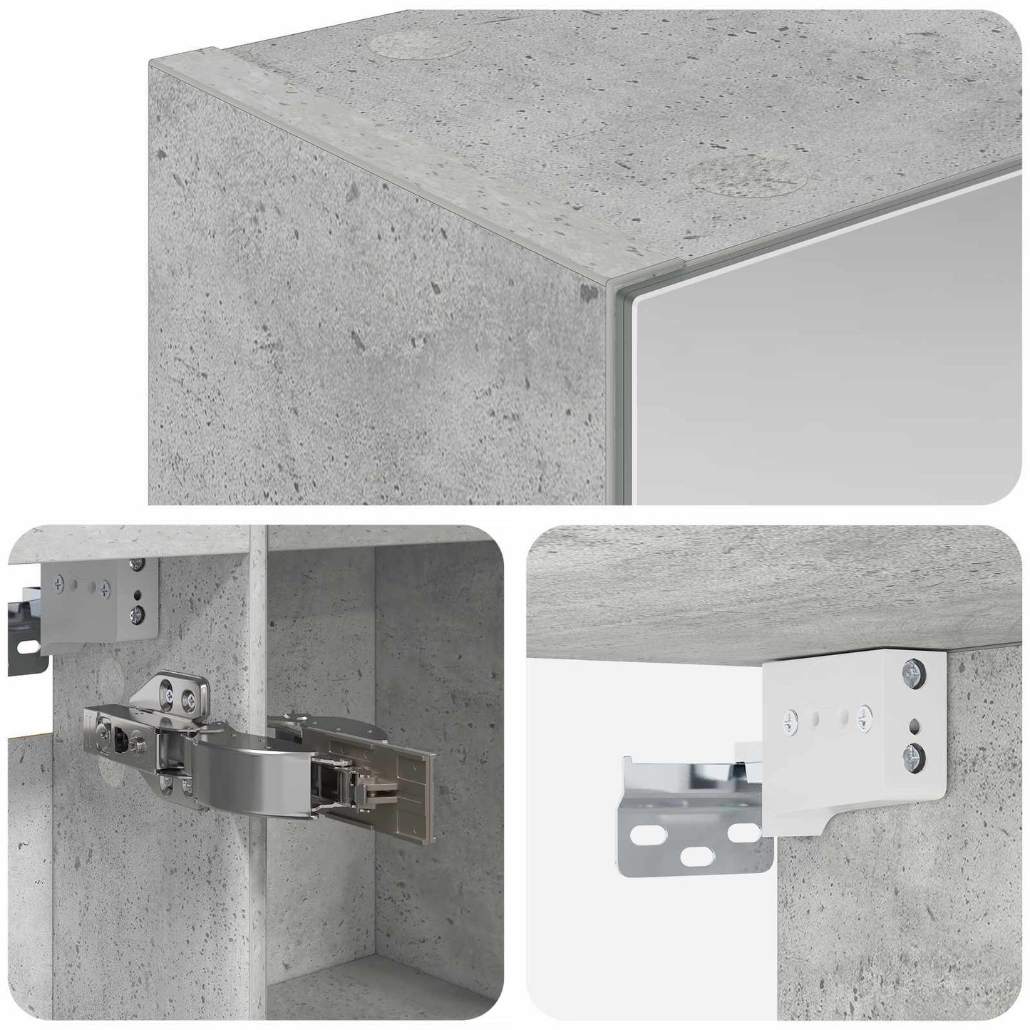 Fürdőszobai tükörszekrény Beton Szürke 50 x 14,5 x 70 cm