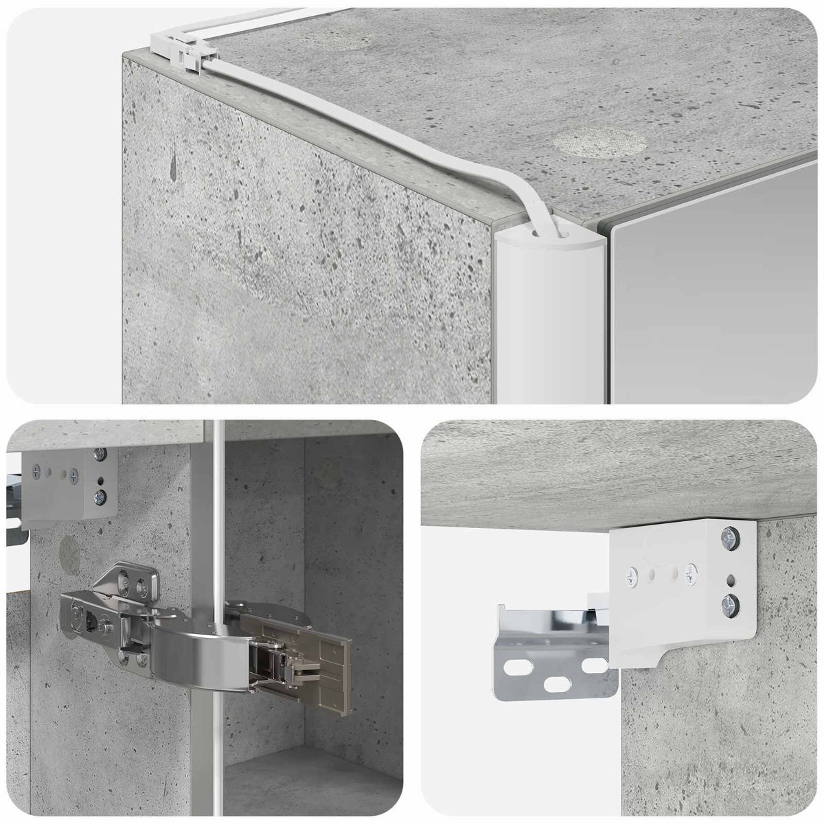 Fürdőszobai tükörszekrény Beton Szürke 43 x 11,5 x 60,5 cm