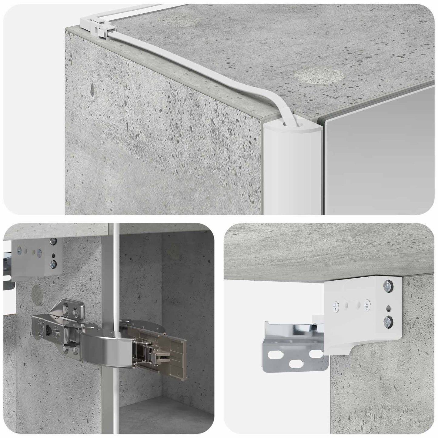 Fürdőszobai tükörszekrény Beton Szürke 53,5 x 15,5 x 70 cm