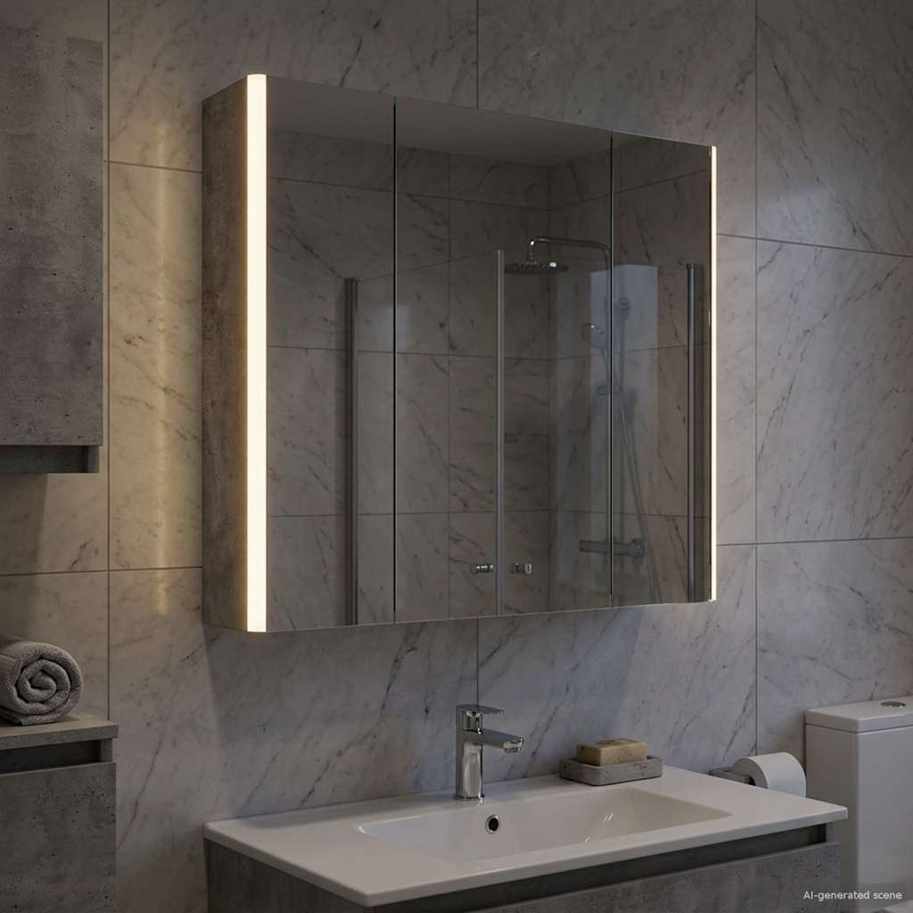 Fürdőszobai tükörszekrény Beton Szürke 63,5 x 15,5 x 60,5 cm