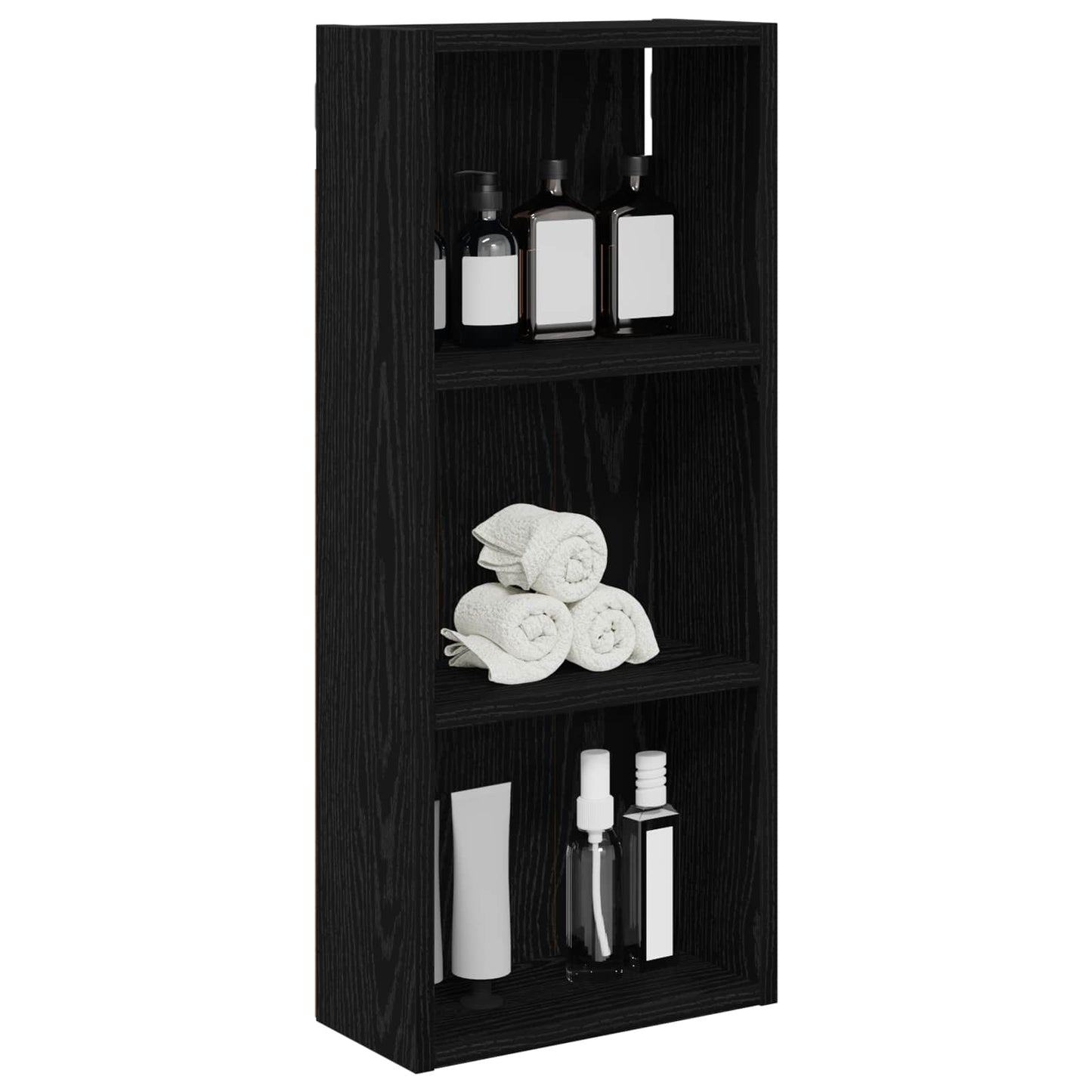 Fürdőszobai faliszekrény polcokkal Fekete Tölgy 30 x 14 x 70 cm