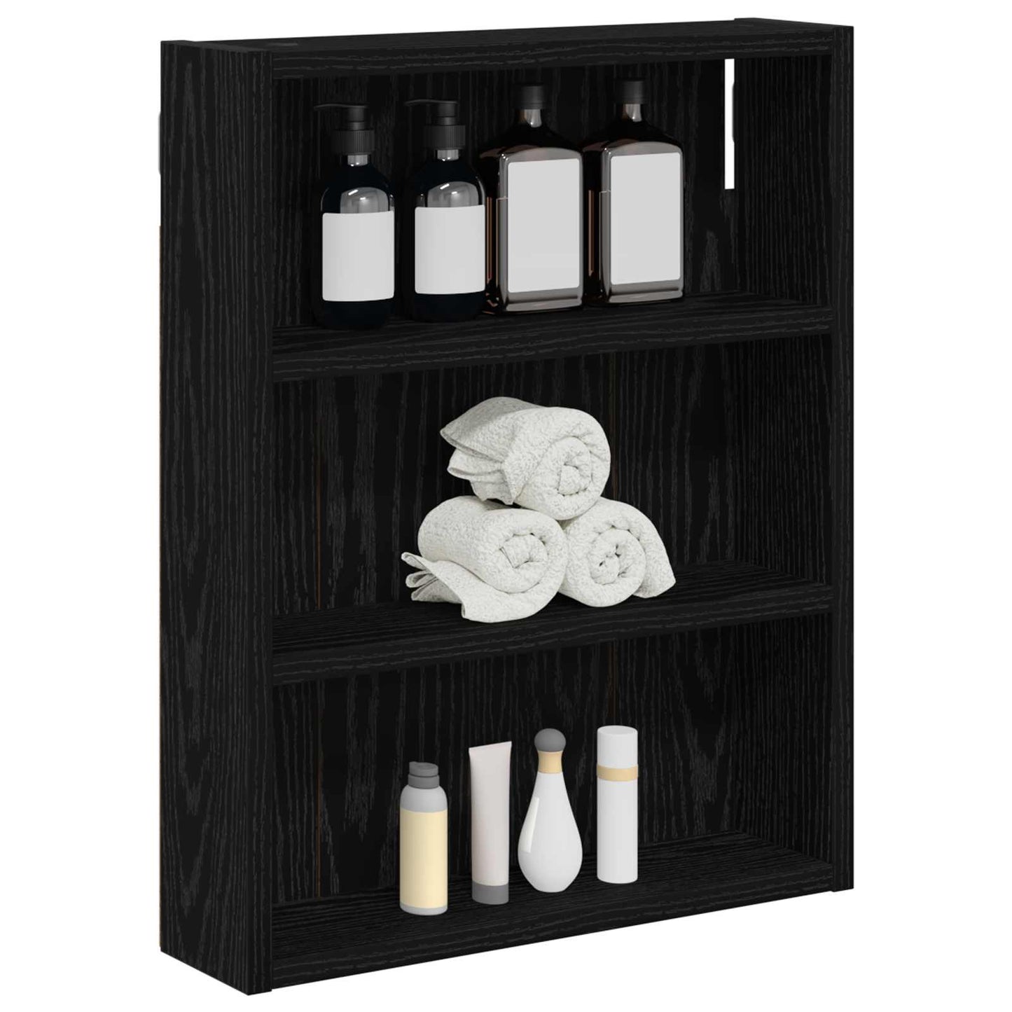 Fürdőszobai faliszekrény polcokkal Fekete Tölgy 40 x 10 x 50 cm